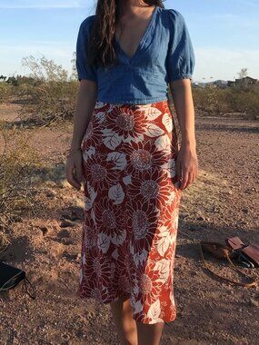 Madewell Sunflower Slip Skirt, Size 0